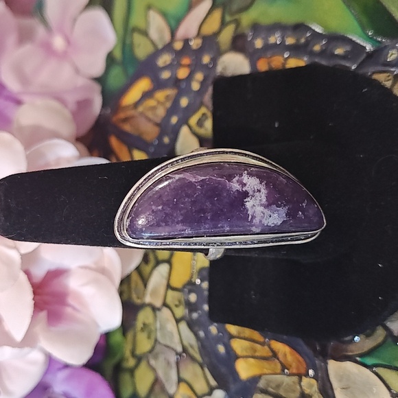 Lepidolite Gemstone 925 Silver Ring - Size 9 - Picture 1 of 8